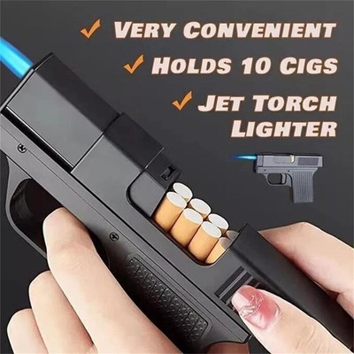 Unique Butane Cigarette LIGHTER & CASE Adjustable Jet Torch Flame Pistol Gun  hot