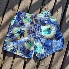 Vilebrequin Men's Moorea Blue Turtle Tie Dye Swim Trunks