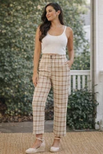 Women’s High-Waist Plaid Straight-Leg Pants | Neutral Academia Tailored  Size 14
