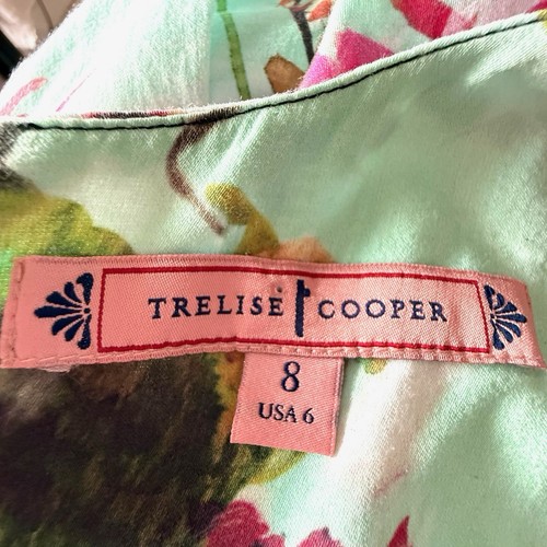 Trelise Cooper Size 8 AU 6 US XS Aqua Cotton Sleeveless Fit Flare 50s Midi Dress - Picture 14 of 15