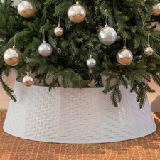 White Christmas Tree Collar 28 inch Round Skirt Ring Base Stand Durable, NEW