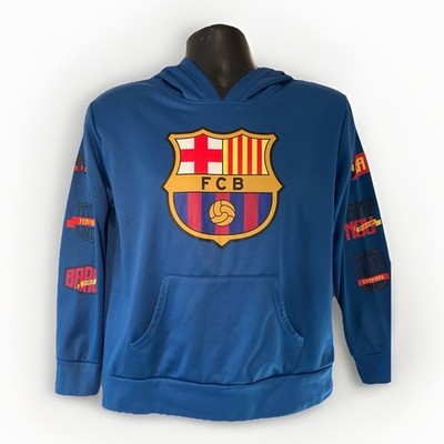 Boy Barca FCB Barcelona Polyester Pullover Hoodie M/L Football HKY Spain Soccer
