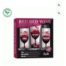 Rude Red Wine Therapy Set Toner Foam Cleanser Emulsion Vegan Korean Skincare