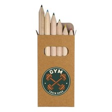 6 x 'Gym Train Hard Emblem' Short Colour Pencils PE00080410
