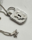 Tiffany & Co .925 Sterling Silver Hammered Lock Tag Pendant Charm Necklace 18” — photo 3