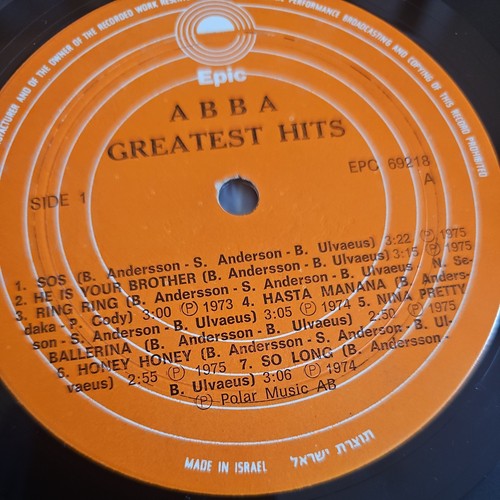 Abba Greatest Hits Vinyl Record VG/VG EPC 69218 1975 ISRAEL - Picture 8 of 10