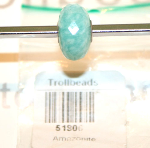 New TROLLBEADS 51806-2 Amazonite Bead Sterling Silver Core Stamped LAA 925S RARE - Picture 3 of 14