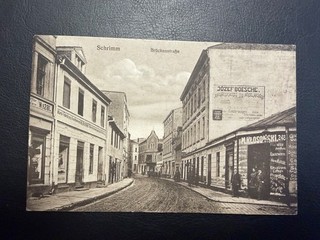 Cartolina d'epoca Schermi Polonia Strada del Ponte