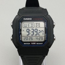 Casio Mens Watch 37mm Black Digital 3240 W-800H 100M Alarm Illuminator