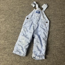 Vintage OshKosh B'gosh Overall Boys 12-18 Months Blue Car Print Seersucker USA