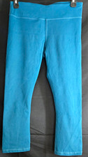 Fabletics Women's Blue Solid Ankle Leggings M Stretch Elastic Waist Logo