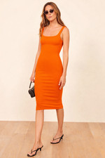 $118 REFORMATION "Aggie" sleeveless tank knee length midi dress - Orange - Small