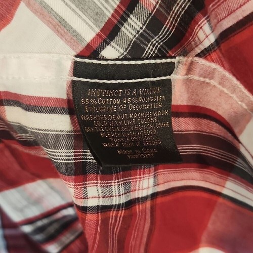 Helix Embroidered Red Plaid Western Shirt Long Sleeve Pearl Snap Pockets Lrg - Picture 6 of 8