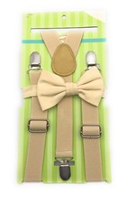 Infant Suspenders  Bowtie Set, Cream/Ivory, 0-12 Months