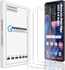 3 Pack Tempered Glass Screen Protectors for Motorola Moto Edge 2022 6.6" Anti-Sc