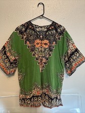 Vtg Dashiki Traditional Tribal Tunic Notch Neck Big Sleeves Sz Large Thailand