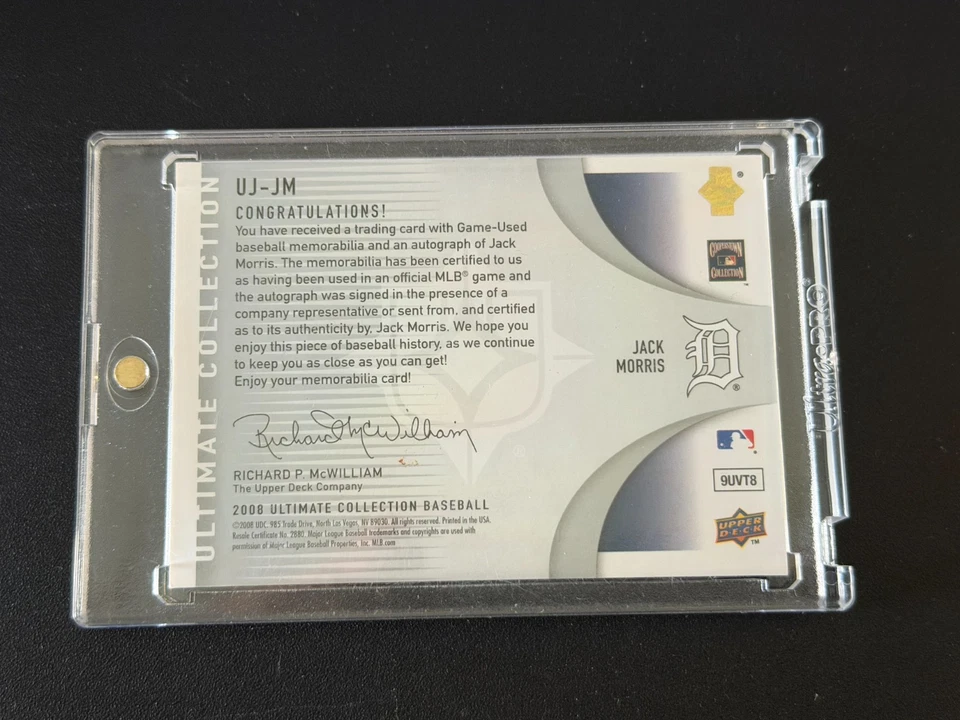 2008 Ultimate Collection Jack Morris Game Used Jersey Auto Autograph /50 HOF - Image 2 of 2