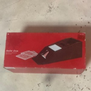 Wooden Casino Card Dealer Shoe with Playing Cards and Box