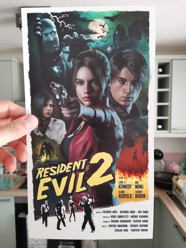 Resident Evil 2 Claire Redfield Leon Kennedy Survival Horror Videogame Poster - Picture 3 of 3