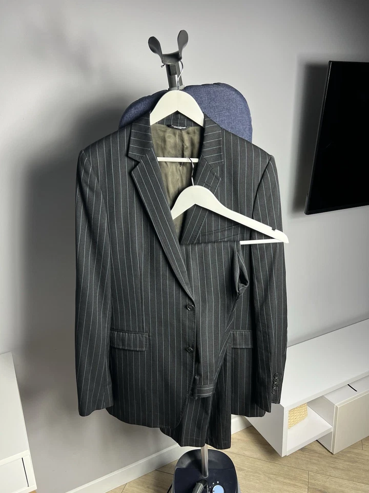 Ensemble pantalon blazer costume laine à rayures Dolce & Gabbana vintage homm... - Photo 2/4