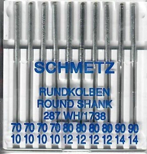 10 Schmetz Rundkolben-Nadeln System-Nr. 287 WH 1738 Stärke 70-90
