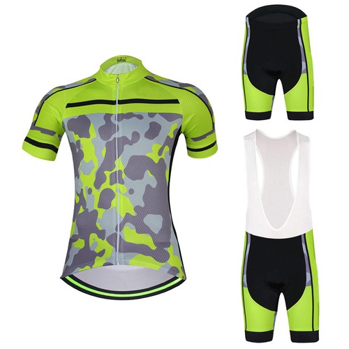 Men's Cycling Team Kit Short Sleeve Cycle Jersey Top and Padded (Bib