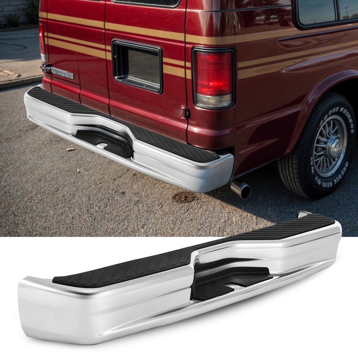 Rear Step Bumper For 1992-2014 Ford Econoline Van E-150 E-250 E 