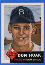 1991 TOPPS - 1953 TOPPS ARCHIVES - REPRINT # 176 DON HOAK - BROOKLYN DODGERS