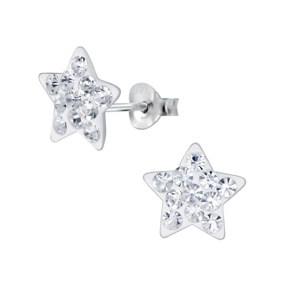 Elegant Crystal Star Stud Earrings in 925 Sterling Silver-image