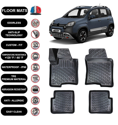 Floor Mats Liner Fits Fiat Panda Cross (2015-2024) Waterproof 3D Molded 4pcs