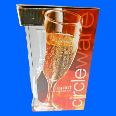 Circleware 53172 Wine Drinking Flutes (Set Of 4), 6 oz. Volume Each