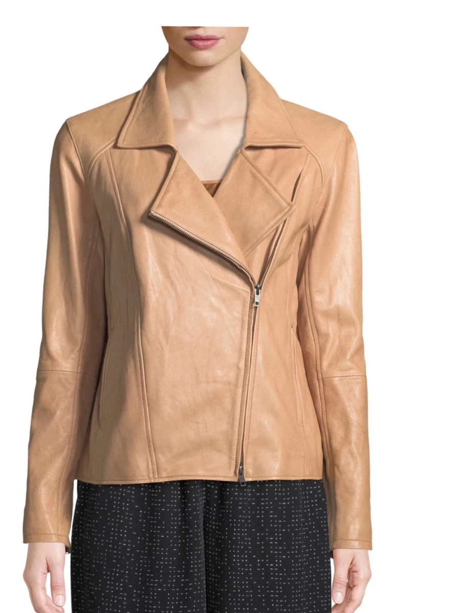 Eileen fisher rumpled leather clearance jacket