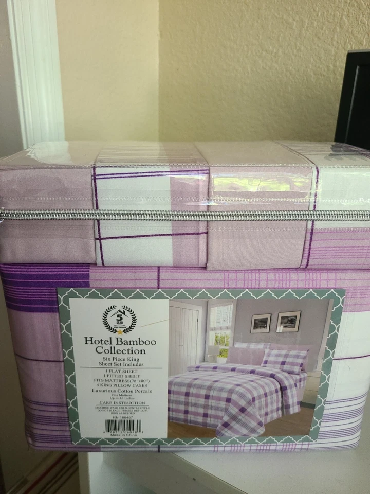 Juego de sábanas Hotel Bamboo Collection tamaño king 6 piezas púrpura Foto 2 de 4