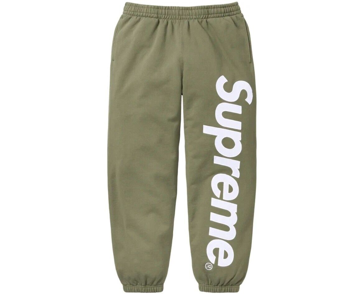 Supreme Satin Appliqué Sweatpant Light Olive XL in Hand | eBay Supreme Satin Appliqué Sweatpant Light Olive XL in Hand | eBay