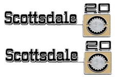 OER Front Fender "Scottsdale 20" Emblem Set For 1975-1980 Chevy Pickup Trucks