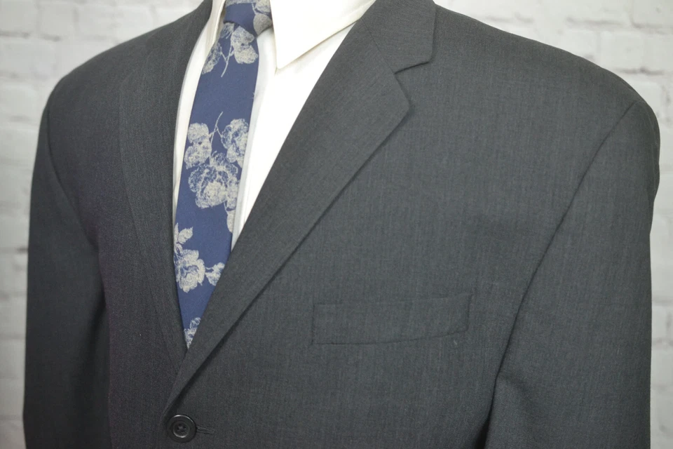 DKNY Mens Gray Wool Classic Fit 2 Piece Suit 43L Jacket 36x31 Pant - Image 2 of 4