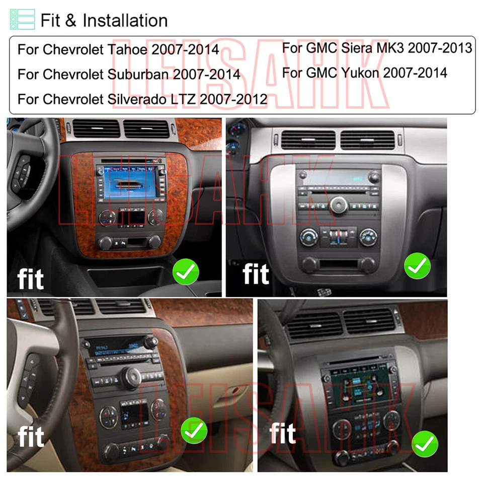 Car Dash Radio Stereo GPS CarPlay For 2007-14 GMC Yukon Chevrolet Suburban Tahoe - Imagem 4 de 4