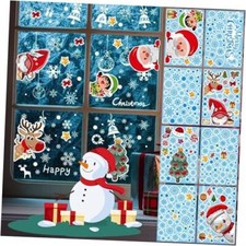Christmas Window Stickers - 8 Sheets Xmas Decorations for Windows, Reusable