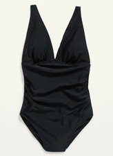 Old Navy Women  s Ruched Deep V-Neck One-Piece Swimsuit Size XS S ST XL XXL