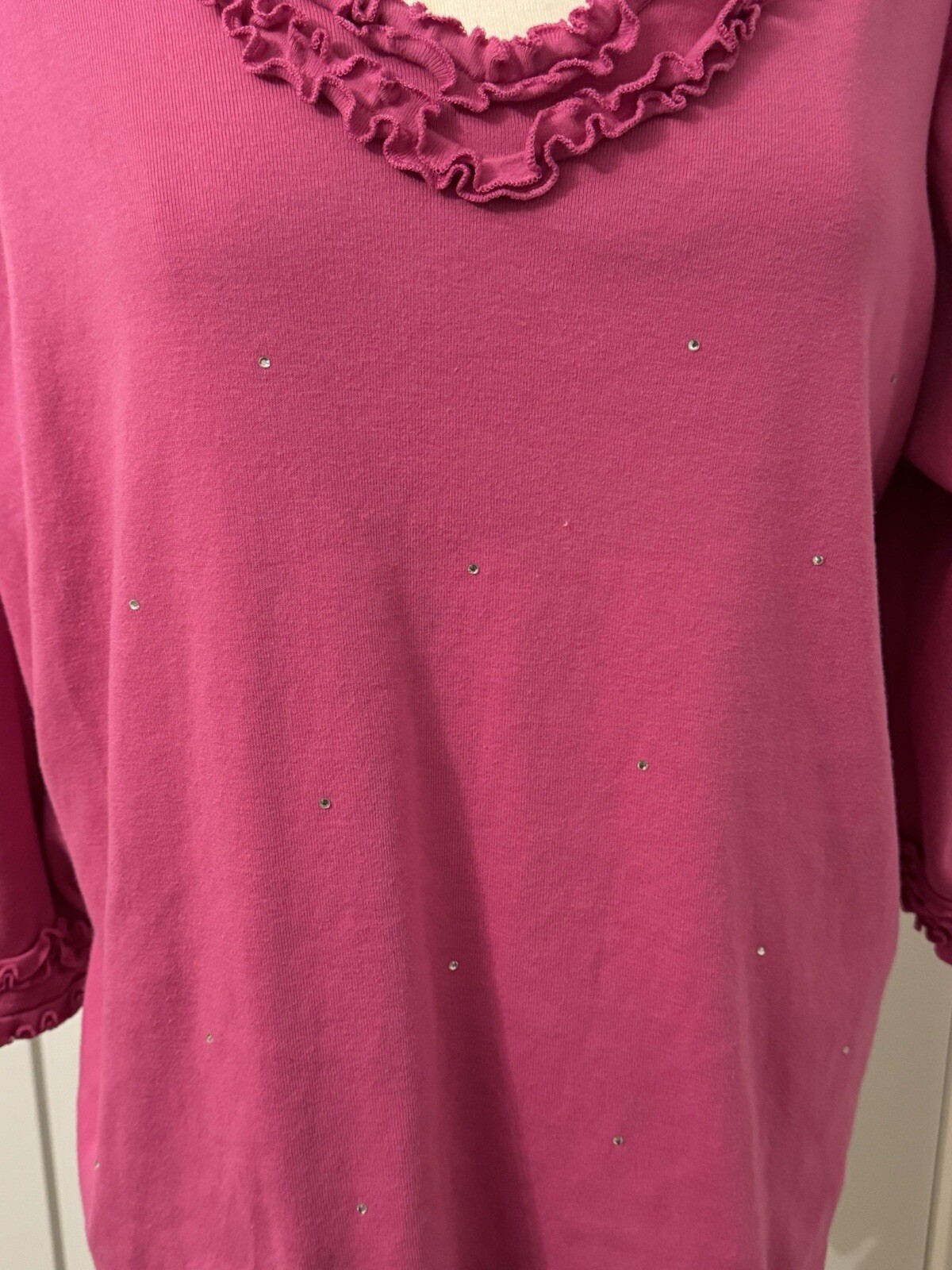Quacker Factory Sweater Womens 1X Raspberry Pink … - image 2