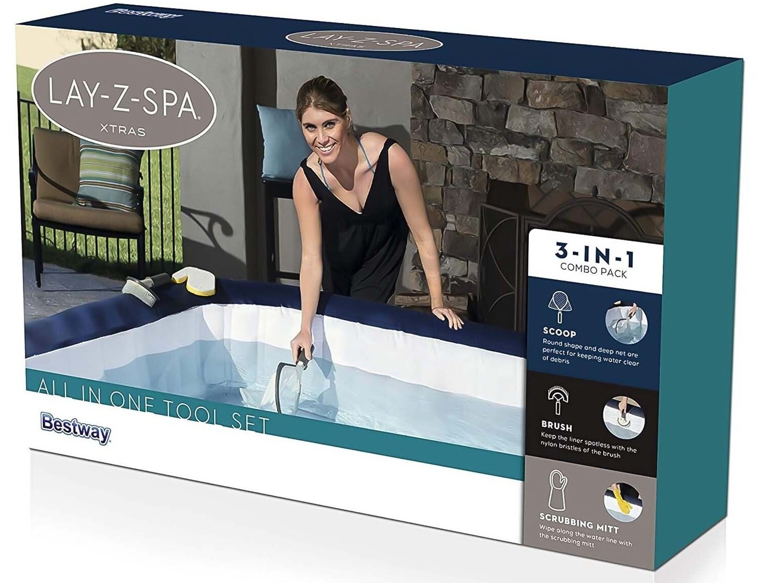 JUEGO DE HERRAMIENTAS TODO EN UNO BESTWAY Lay-Z-Spa inflable piscina spa kit de limpieza de bañera de hidromasaje