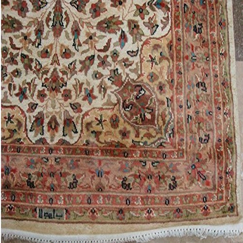 Area Rug Live Medalion Kwiaty Ręcznie tkana wełna Jedwab Dywan wewnętrzny (6,3x4,2)' - Zdjęcie 6 z 9