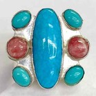 HSN Jay King Sterling Silver Rhodochrosite and Turquoise Ring Size 8 — photo 1