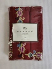 Pottery Barn Fiesta Euro Sham Maroon Embroidered Linen Cotton Blend Pillow Sham