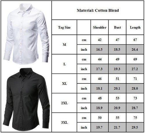 Camisas de hombre manga larga business boda camisa formal abotonada blusa tops- - Imagen 3 de 30