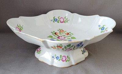 ANTIKES SPODE PORZELLAN HANDBEMALT BLUMEN KOMPORT UM 1810