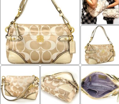 Coach 16429 Colette Light pale Khaki Gold Shoulder Handbag W
