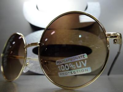 Mens or Women CLASSIC VINTAGE 50s RETRO Style SUN GLASSES Small Round Gold Frame