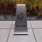 VTG Morning News Aluminum Newspaper Stand Book Holder Rooster Wife’s Side 10"