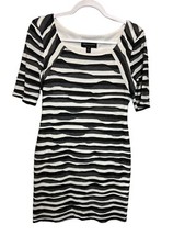 Connected Apparel Dress Striped Black Gray White Size 8